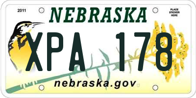 NE license plate XPA178