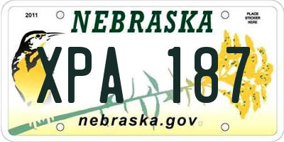 NE license plate XPA187
