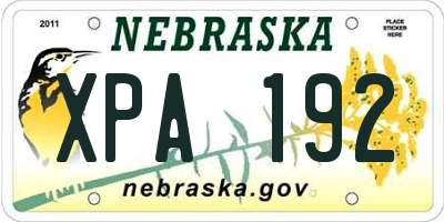 NE license plate XPA192