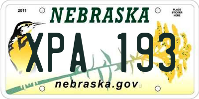 NE license plate XPA193