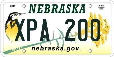 NE license plate XPA200