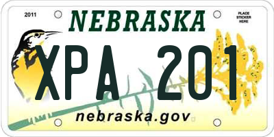NE license plate XPA201