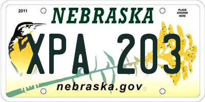 NE license plate XPA203