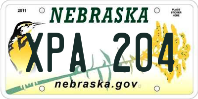 NE license plate XPA204