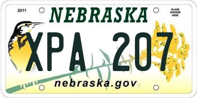 NE license plate XPA207