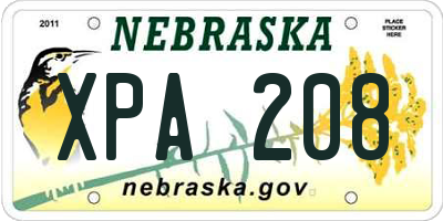 NE license plate XPA208