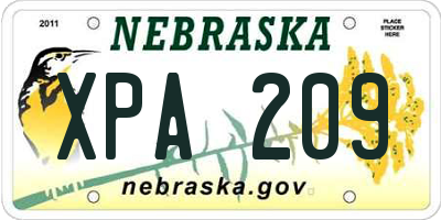 NE license plate XPA209