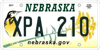 NE license plate XPA210