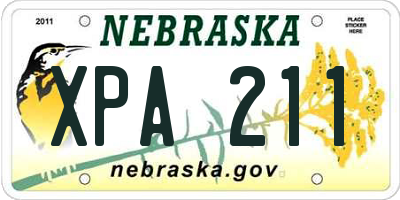 NE license plate XPA211