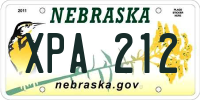 NE license plate XPA212