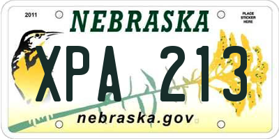 NE license plate XPA213