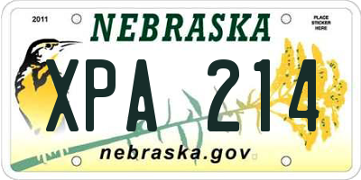 NE license plate XPA214