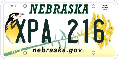 NE license plate XPA216