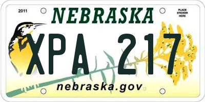 NE license plate XPA217
