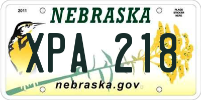 NE license plate XPA218