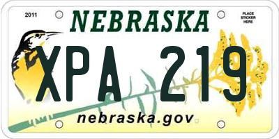 NE license plate XPA219