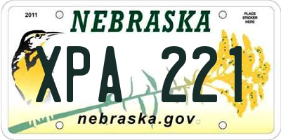 NE license plate XPA221