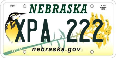 NE license plate XPA222