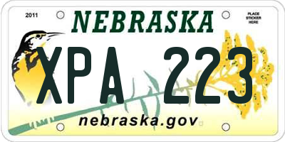NE license plate XPA223