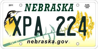 NE license plate XPA224