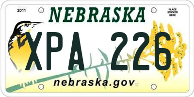 NE license plate XPA226