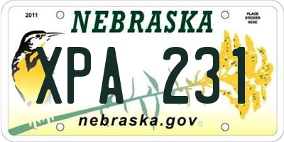 NE license plate XPA231