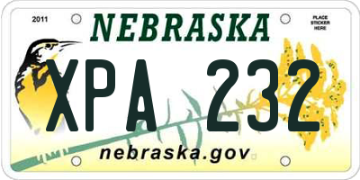 NE license plate XPA232