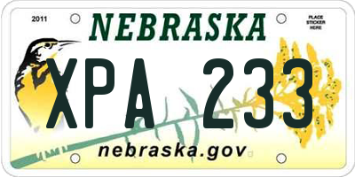 NE license plate XPA233