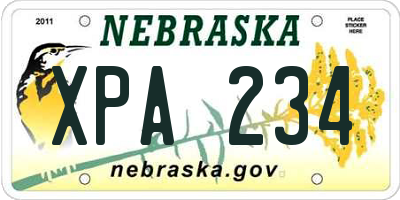 NE license plate XPA234