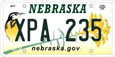 NE license plate XPA235
