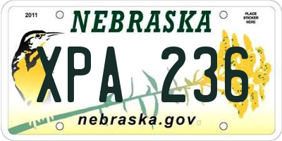 NE license plate XPA236