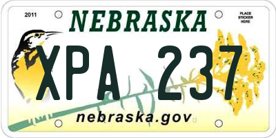 NE license plate XPA237