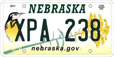 NE license plate XPA238