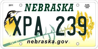 NE license plate XPA239