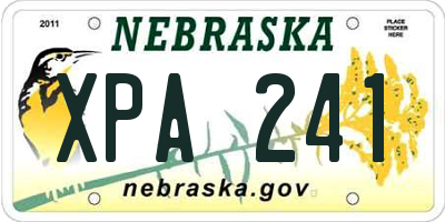 NE license plate XPA241