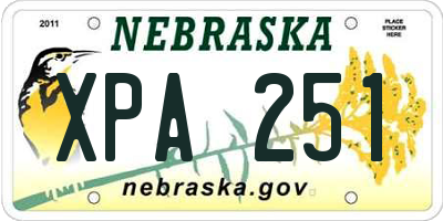 NE license plate XPA251