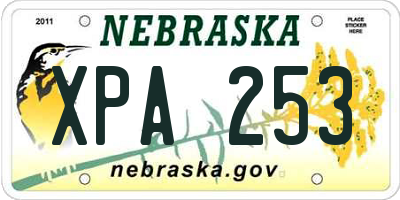 NE license plate XPA253