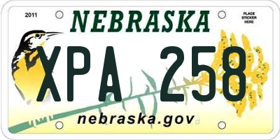 NE license plate XPA258