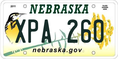 NE license plate XPA260