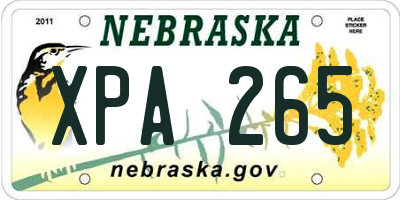 NE license plate XPA265
