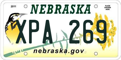 NE license plate XPA269