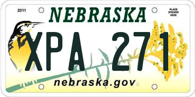 NE license plate XPA271