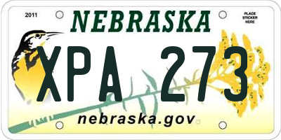 NE license plate XPA273