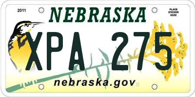 NE license plate XPA275