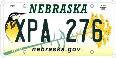 NE license plate XPA276