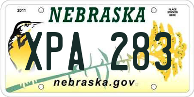 NE license plate XPA283