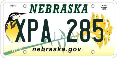 NE license plate XPA285