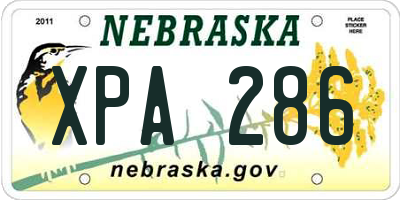 NE license plate XPA286