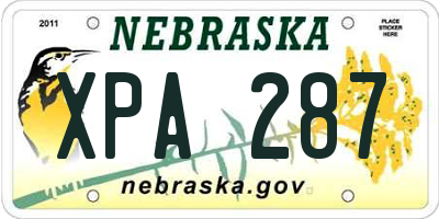 NE license plate XPA287