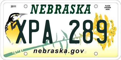 NE license plate XPA289